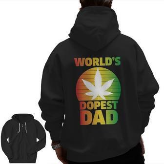 Worlds Dopest Dad Zip Up Hoodie Back Print | Mazezy