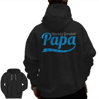 Worlds Greatest Papa Number One Best Dad Grandad Zip Up Hoodie Back Print | Mazezy