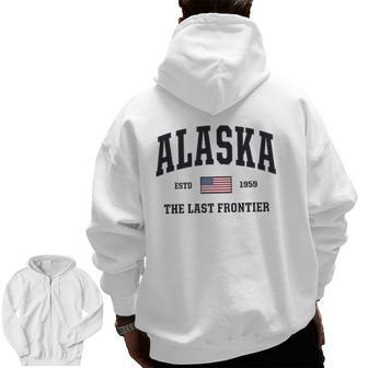 Alaska American Flag Veteran Military Usa Zip Up Hoodie Back Print | Mazezy
