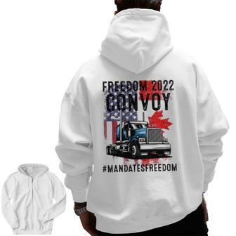 American Flag Canada Flag Freedom Convoy 2022 Trucker Driver Zip Up Hoodie Back Print | Mazezy