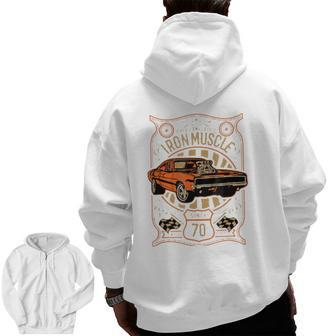 American Muscle Cars Iron Muscle Zip Up Hoodie Back Print | Mazezy UK