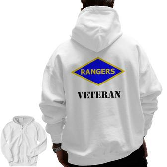 Army Ranger Ww2 Army Rangers Patch Veteran White Zip Up Hoodie Back Print | Mazezy