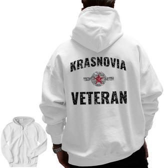 Army War In Krasnovia Veteran Zip Up Hoodie Back Print | Mazezy