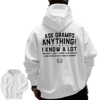 Ask Gramps Anything Gramps Father's Day Grandpa Zip Up Hoodie Back Print | Mazezy CA