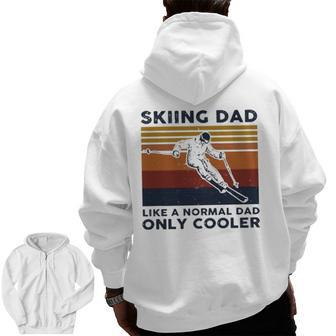 Awesome Skiing Dad Like A Normal Dad Only Cooler Vintage Zip Up Hoodie Back Print | Mazezy