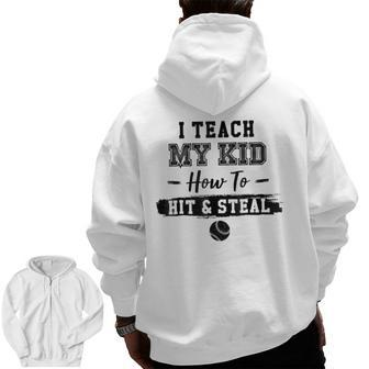 Baseball Softball Father's Day For Dad Zip Up Hoodie Back Print | Mazezy