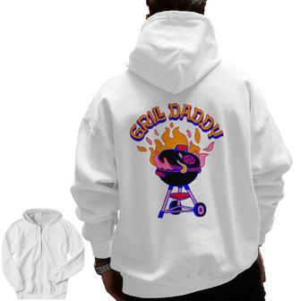 Bbq Grill Daddy Father's Day Zip Up Hoodie Back Print | Mazezy