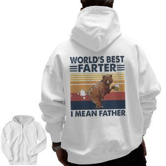 Bear World's Best Farter I Mean Father Vintage Retro Zip Up Hoodie Back Print | Mazezy
