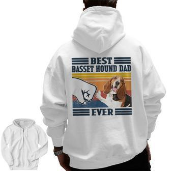 Best Basset Hound Dad Ever Dog Lover Father's Day Gif Zip Up Hoodie Back Print | Mazezy