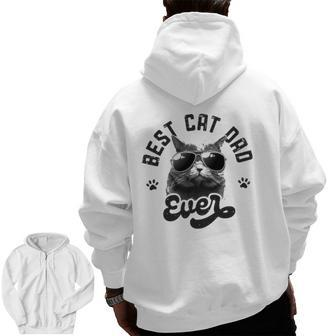 Best Cat Dad Ever Daddy Father's Day Retro Vintage Men Zip Up Hoodie Back Print | Mazezy