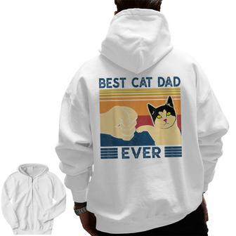 Best Cat Dad Ever Retro Vintage Cat Daddy Father Day Zip Up Hoodie Back Print | Mazezy