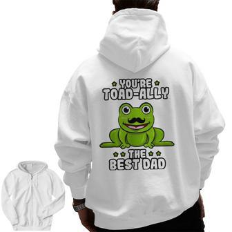 Best Dad Daddy Frog Toad Ally Father's Day Toad Froggy Zip Up Hoodie Back Print | Mazezy