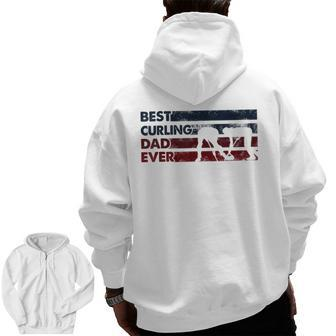 Best Dad Ever Father Vintage Curling Zip Up Hoodie Back Print | Mazezy