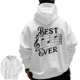 Best Dad Ever Musical Notes For Music Lover Father Zip Up Hoodie Back Print | Mazezy CA