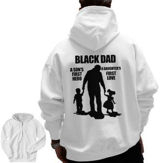 Black African American Father's Day Afrocentric Dad Zip Up Hoodie Back Print | Mazezy DE