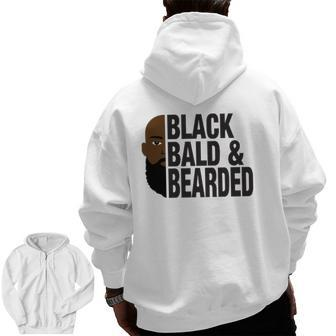 Black Bald And Bearded Face Father's Day Zip Up Hoodie Back Print | Mazezy
