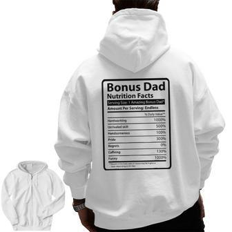 Bonus Dad Nutrition Facts Father's Day Zip Up Hoodie Back Print | Mazezy
