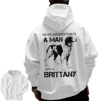 Brittany Spaniel Dad For Dad Zip Up Hoodie Back Print | Mazezy