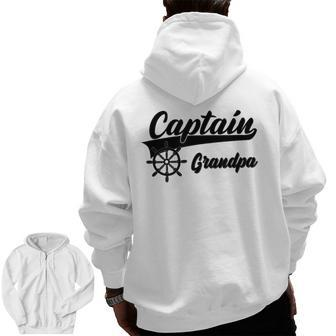 Captain Grandpa Boating Anchors & Wheel Boat Captain Zip Up Hoodie Back Print | Mazezy AU