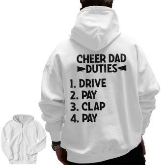 Cheerleading Papa Cheer Dad Duties Drive Pay Clap Zip Up Hoodie Back Print | Mazezy AU