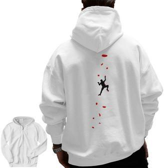 Climbing And Bouldering In The Climbing Gym Zip Up Hoodie Back Print | Mazezy