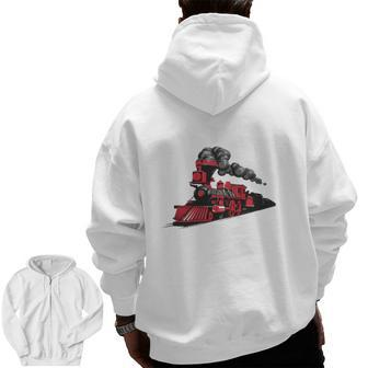 Cool Train For Dad Papa Railroad Public Transportation Zip Up Hoodie Back Print | Mazezy
