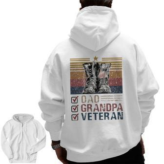 Dad Grandpa Veteran Vintage Favorite Holiday Veteran's Day Zip Up Hoodie Back Print | Mazezy