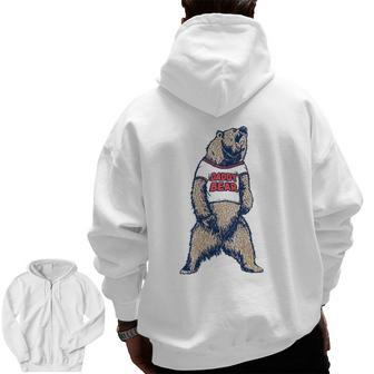 Daddy Bear Roaring Grizzly Father's Day Protective Dad Zip Up Hoodie Back Print | Mazezy