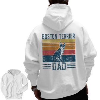 Dog Dad Vintage Boston Terrier Dad Zip Up Hoodie Back Print | Mazezy UK