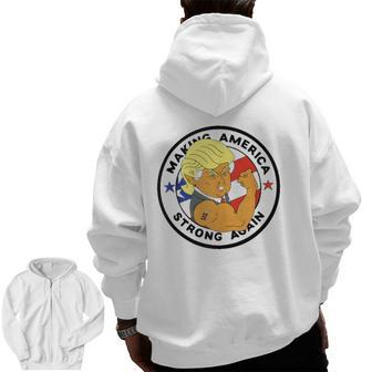 Donald Pump Make America Lift Again Memorial Day Father' Day Zip Up Hoodie Back Print | Mazezy
