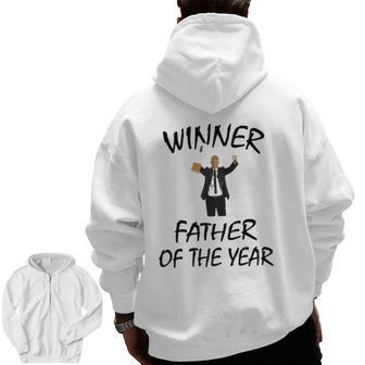 Father Of The Year Best Father Winner With Trophy Zip Up Hoodie Back Print | Mazezy UK