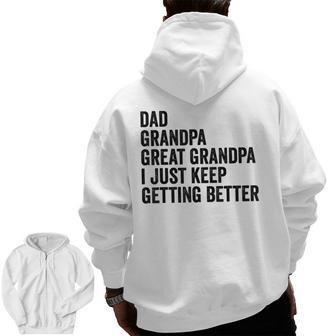 Fathers Day Grandpa From Grandkids Dad Great Grandfather Zip Up Hoodie Back Print | Mazezy