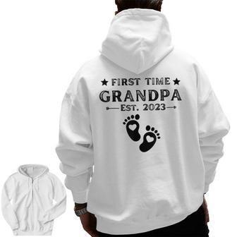 First Time Grandpa 2023 For Grandfather Fathers Day Zip Up Hoodie Back Print | Mazezy AU