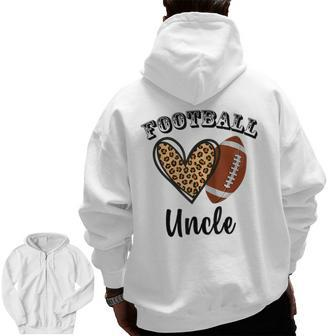 Football Uncle Leopard Heart Sports Players Fathers Day Zip Up Hoodie Back Print | Mazezy