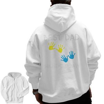 Best Dad Hands Down Father's Day Humor Zip Up Hoodie Back Print | Mazezy