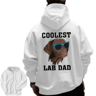 Coolest Lab Dad For Black Labrador Dog Lover Men Zip Up Hoodie Back Print | Mazezy