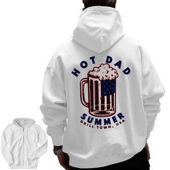 Father's Day Hot Dad Summer Bbq Dad Bod Zip Up Hoodie Back Print | Mazezy