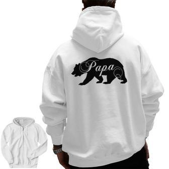 Papa Bear For Dad Father Papa Zip Up Hoodie Back Print | Mazezy