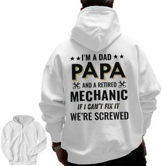 Retired Auto Mechanic Papa Mens Zip Up Hoodie Back Print | Mazezy