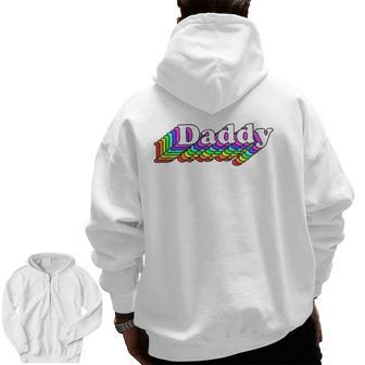 Gay Daddy Bear Retro Style Lgbt Rainbow Lgbtq Pride Daddy Zip Up Hoodie Back Print | Mazezy