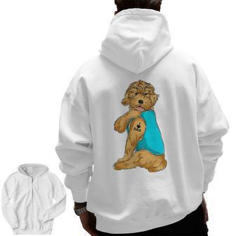 Golden Doodle I Love Dad Tattoo Apparel Dog Dad Dads Zip Up Hoodie Back Print | Mazezy