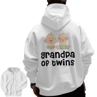 Grandpa Of Twins Twin Zip Up Hoodie Back Print | Mazezy