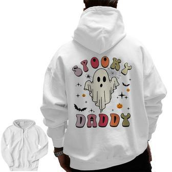 Groovy Spooky Daddy Retro Halloween Witchy Ghost Spooky Dad Zip Up Hoodie Back Print | Mazezy CA