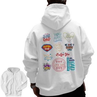 Happy Father's Day Super Dad Cute Husband Or Daddy For Dad Zip Up Hoodie Back Print | Mazezy
