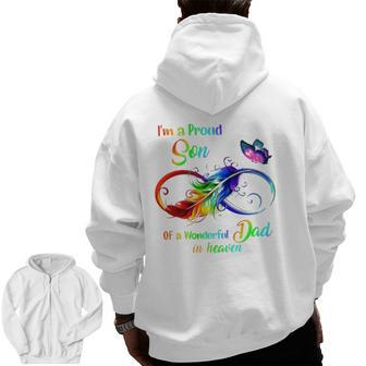 I'm A Proud Son Of A Wonderful Dad In Heaven 95 Father's Day Zip Up Hoodie Back Print | Mazezy
