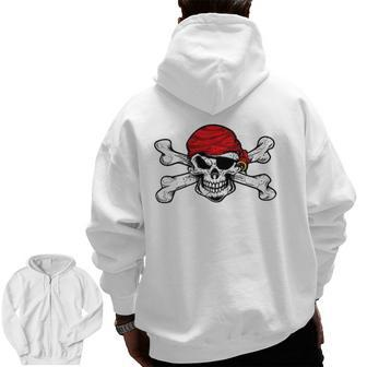 Jolly Roger Pirate Skull And Crossbones Flag Zip Up Hoodie Back Print | Mazezy