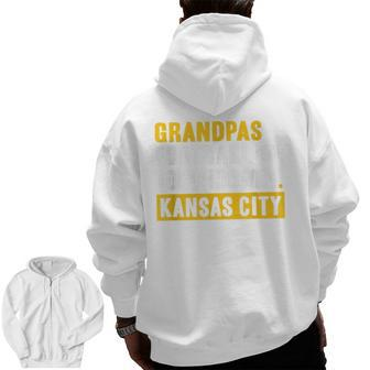Kc Grandpa Touchdown Football Kansas City For Dads Day Zip Up Hoodie Back Print | Mazezy