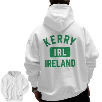 Kerry Ireland Irl Gym Style Distressed Green Print Zip Up Hoodie Back Print | Mazezy