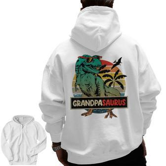 Matching Family Grandpasaurus Trex Father's Day Grandpa Zip Up Hoodie Back Print | Mazezy