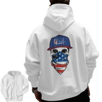 Men's American Flag Skull Usa Military Zip Up Hoodie Back Print | Mazezy